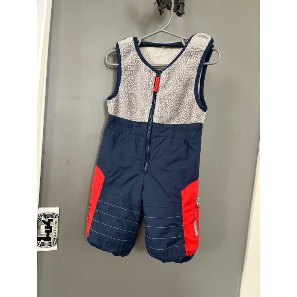 Columbia kids baby toddler 12m 12 month boys snow bibs pants grey red and blue